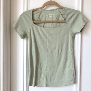 Everlane Stretch Rib Square Neck Top in Sm